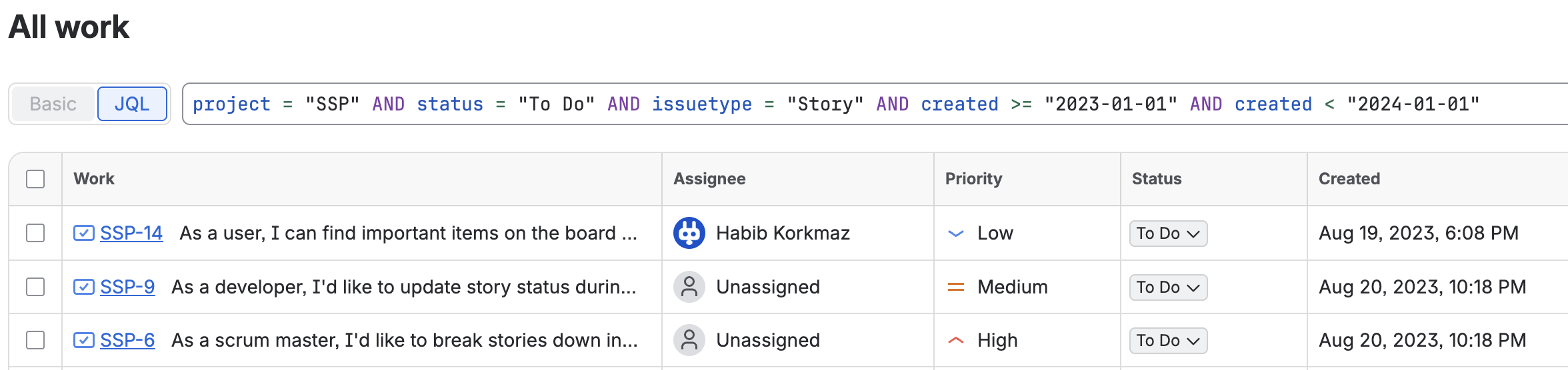 A pivot cell hovered with the pointer cursor, and the Jira issue navigator it opens with the generated JQL